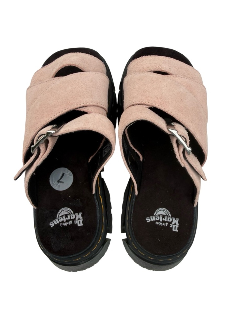 Dr. Martens Mattison Slide Pink Suede Lug Sole Buckle Sandals - Picture 4 of 8
